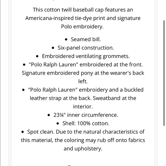 SOLD// Polo Ralph Lauren Tie-dye Logo Cap - Picture 4 of 13
